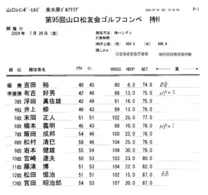 第95回コンペ成績表のサムネイル